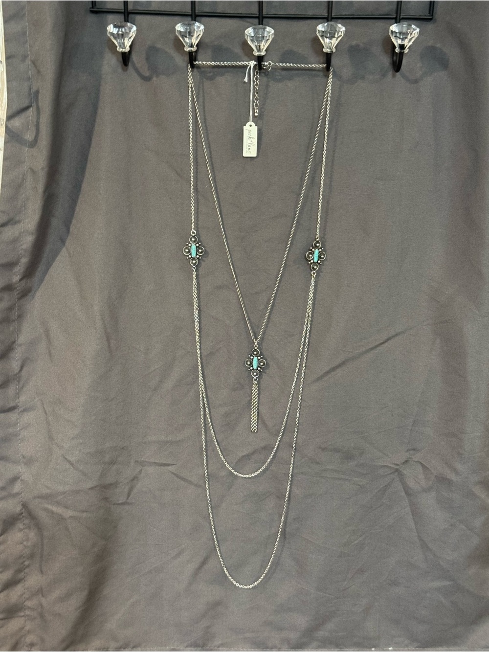 Park Lane Layered Silver-Tone Necklace with Teal Accents -